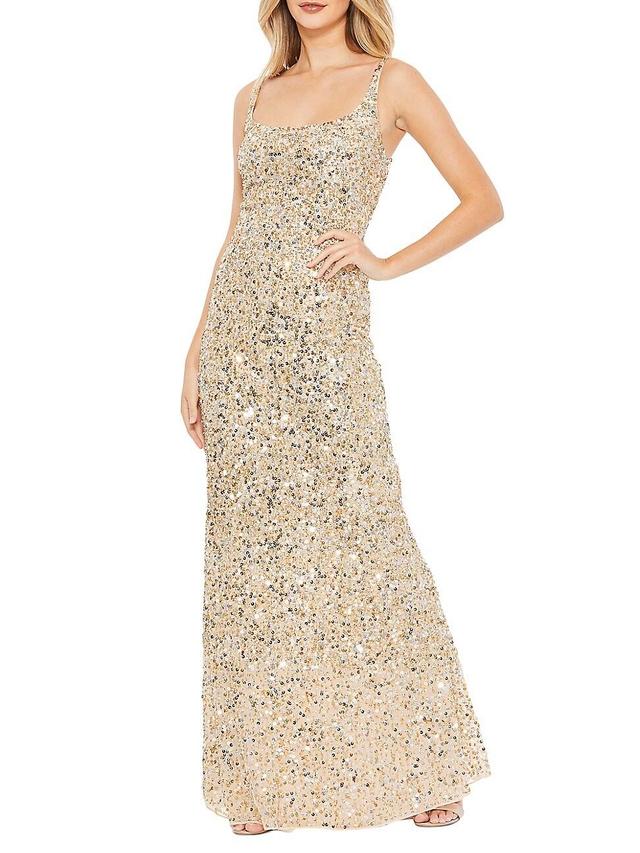 Womens Sleeveless Sequined Slip Gown Product Image