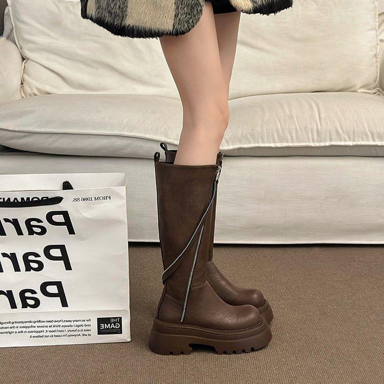 Platform Plain Tall Boots Product Image