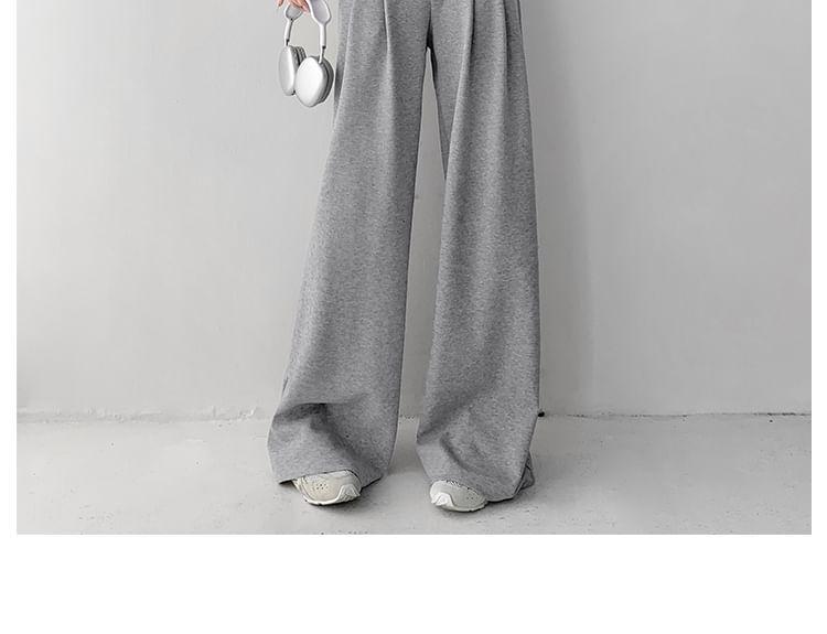 Waistline-Detail Pleated Wide-Leg Sweatpants in 5 Colors Product Image