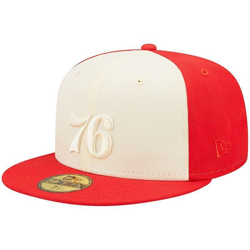 Mens New Era Cream/Red Philadelphia 76ers Cork Two-Tone 59FIFTY Fitted Hat Product Image