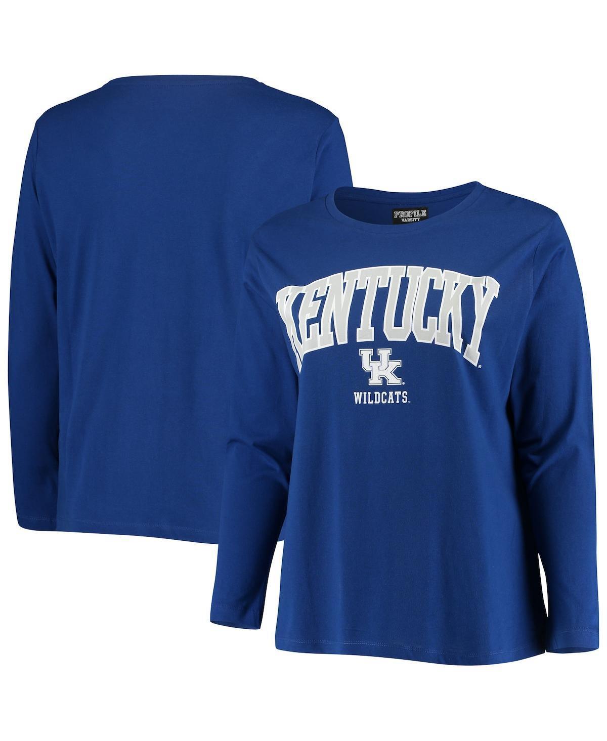 Womens Royal Kentucky Wildcats Plus Size Logo Long Sleeve T-Shirt Product Image