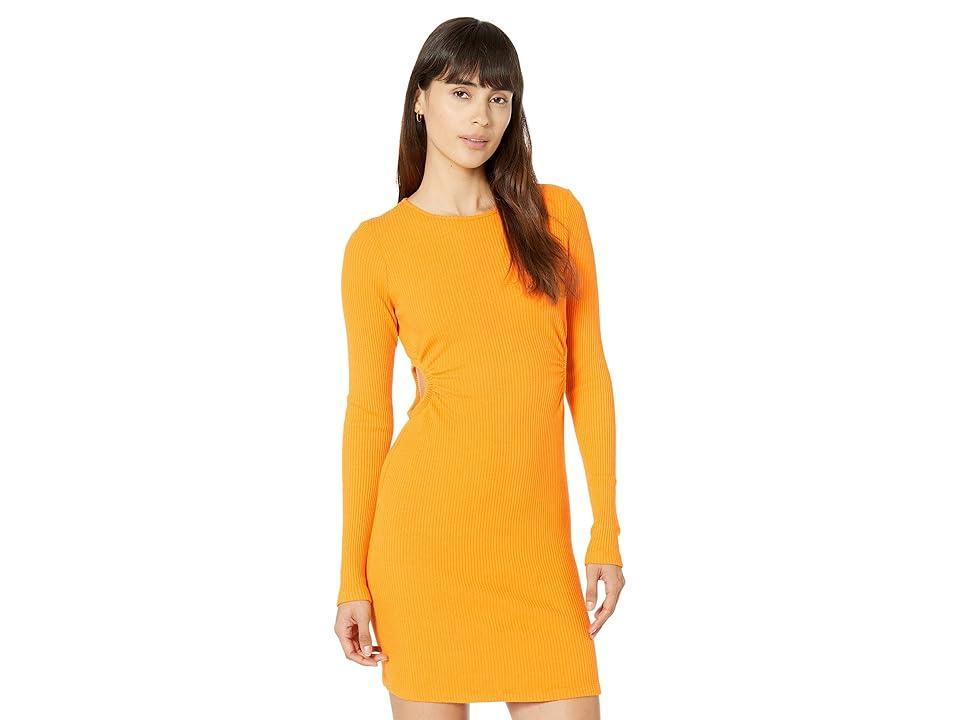 MONROW Brushed Rib Dress w/ Circular Cutout (Mango) Women's Clothing product image