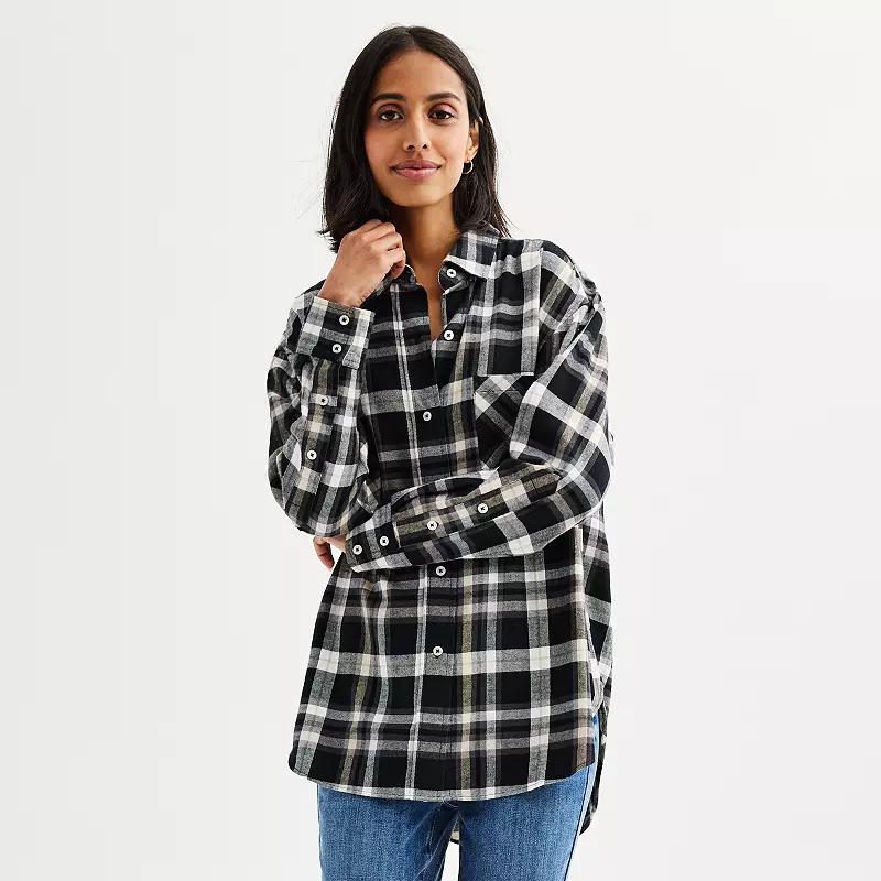 Womens Sonoma Goods For Life Oversized Boyfriend Flannel Product Image