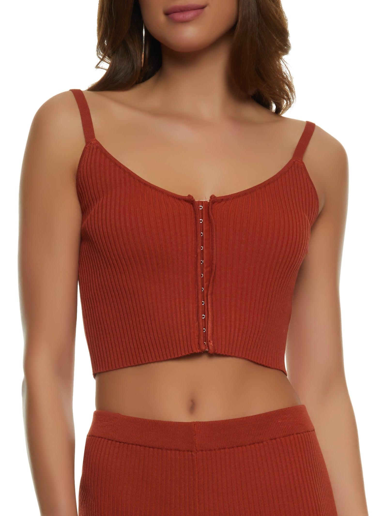 Womens Ribbed Hook and Eye Cropped Cami Product Image