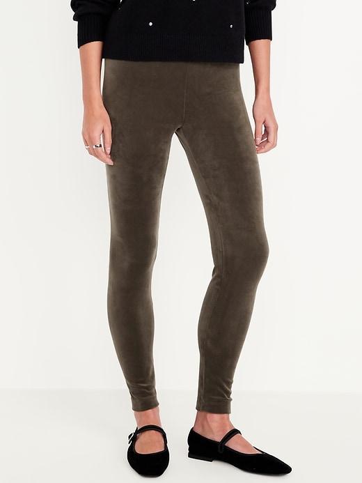 High-Waisted Velvet Ankle Leggings Product Image