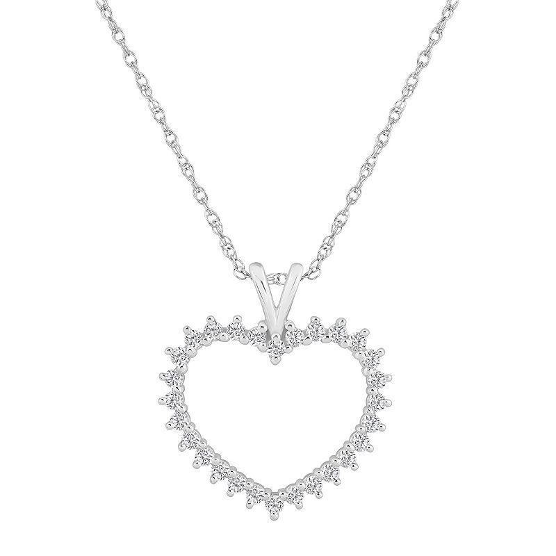 Alyson Layne 10k Gold 1/2 Carat T.W. Diamond Heart Pendant Necklace, Womens White Product Image