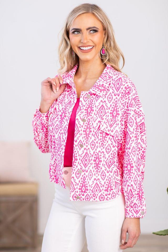 Hot Pink Abstract Aztec Print Jacket Product Image