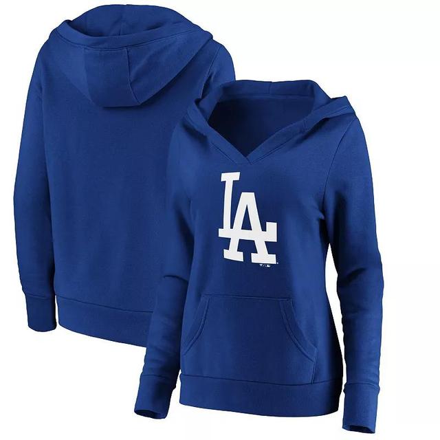 Womens Fanatics Branded Royal Los Angeles Dodgers Official Logo Crossover V-Neck Pullover Hoodie Product Image