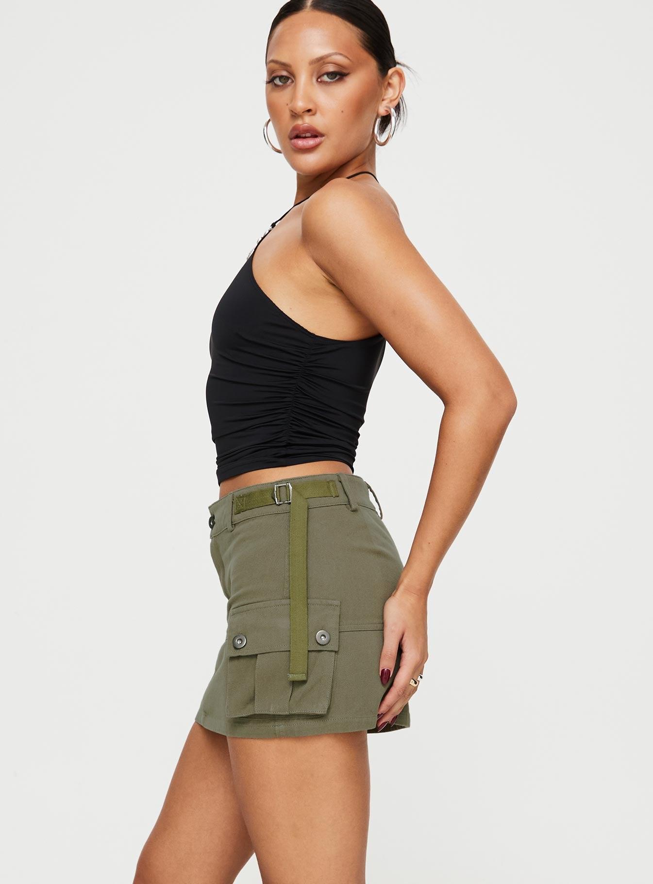 Take You Cargo Mini Skirt Green Product Image