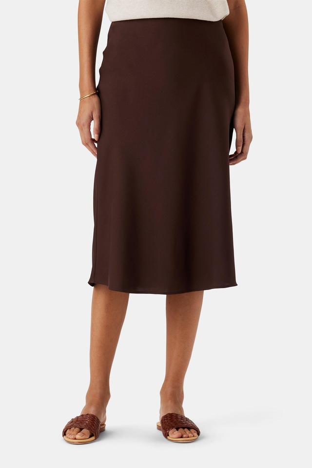 Eve Stretch Silk Skirt - Espresso Product Image