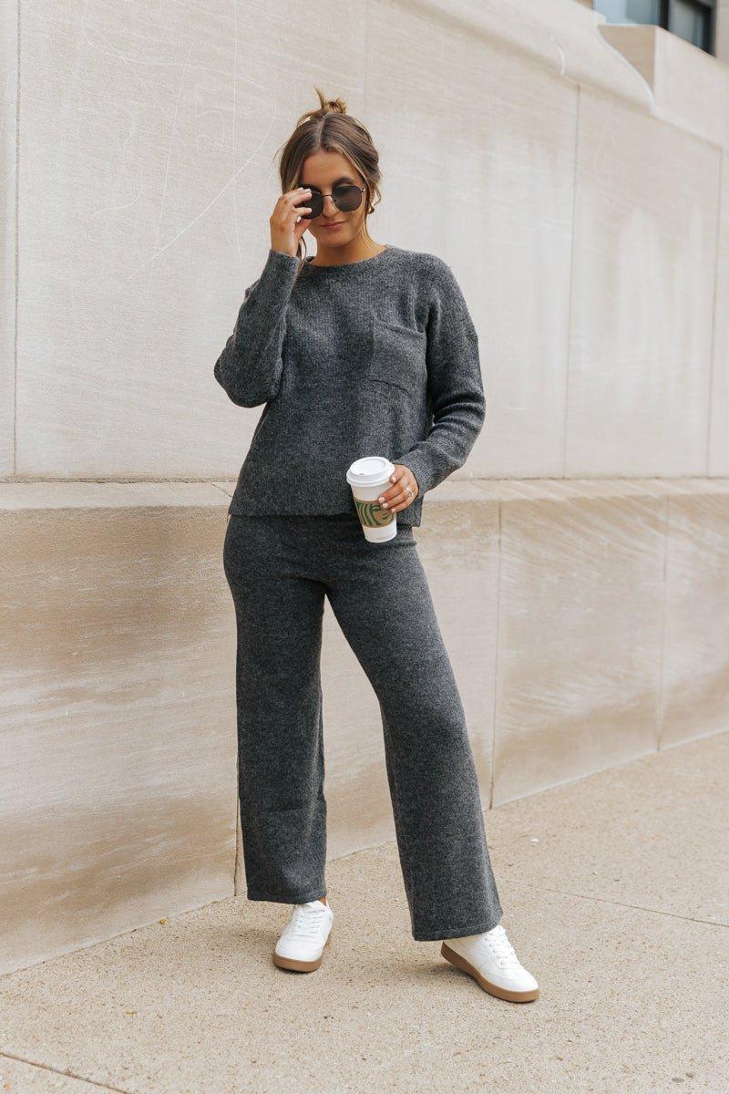 Comfy Lounge Sweater Pants - Charcoal Product Image