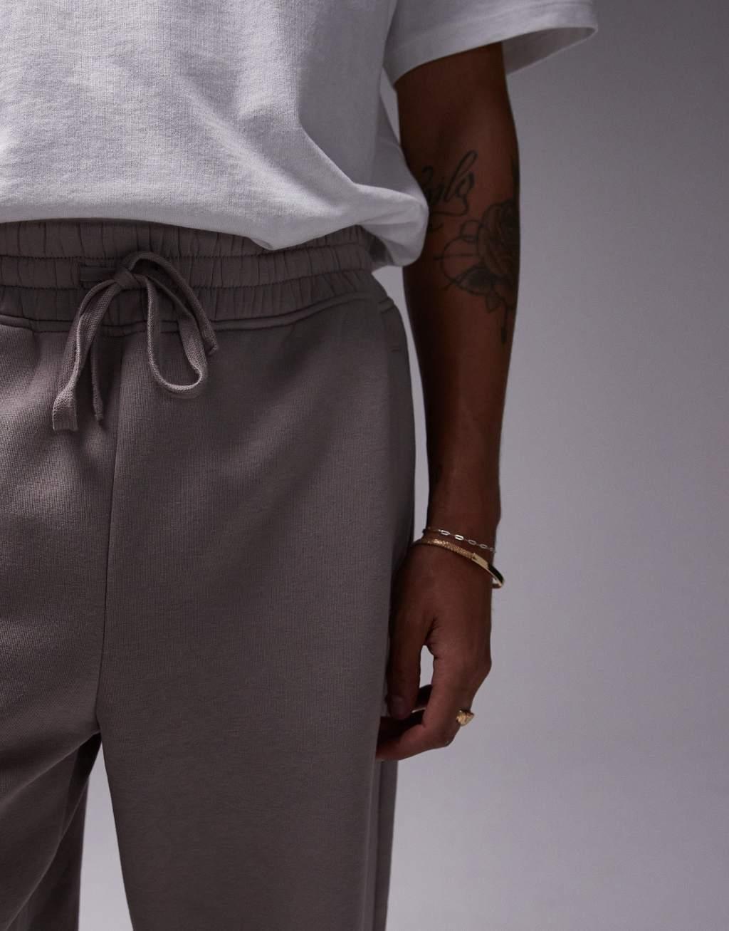 Topman straight leg sweatpants in stone Product Image