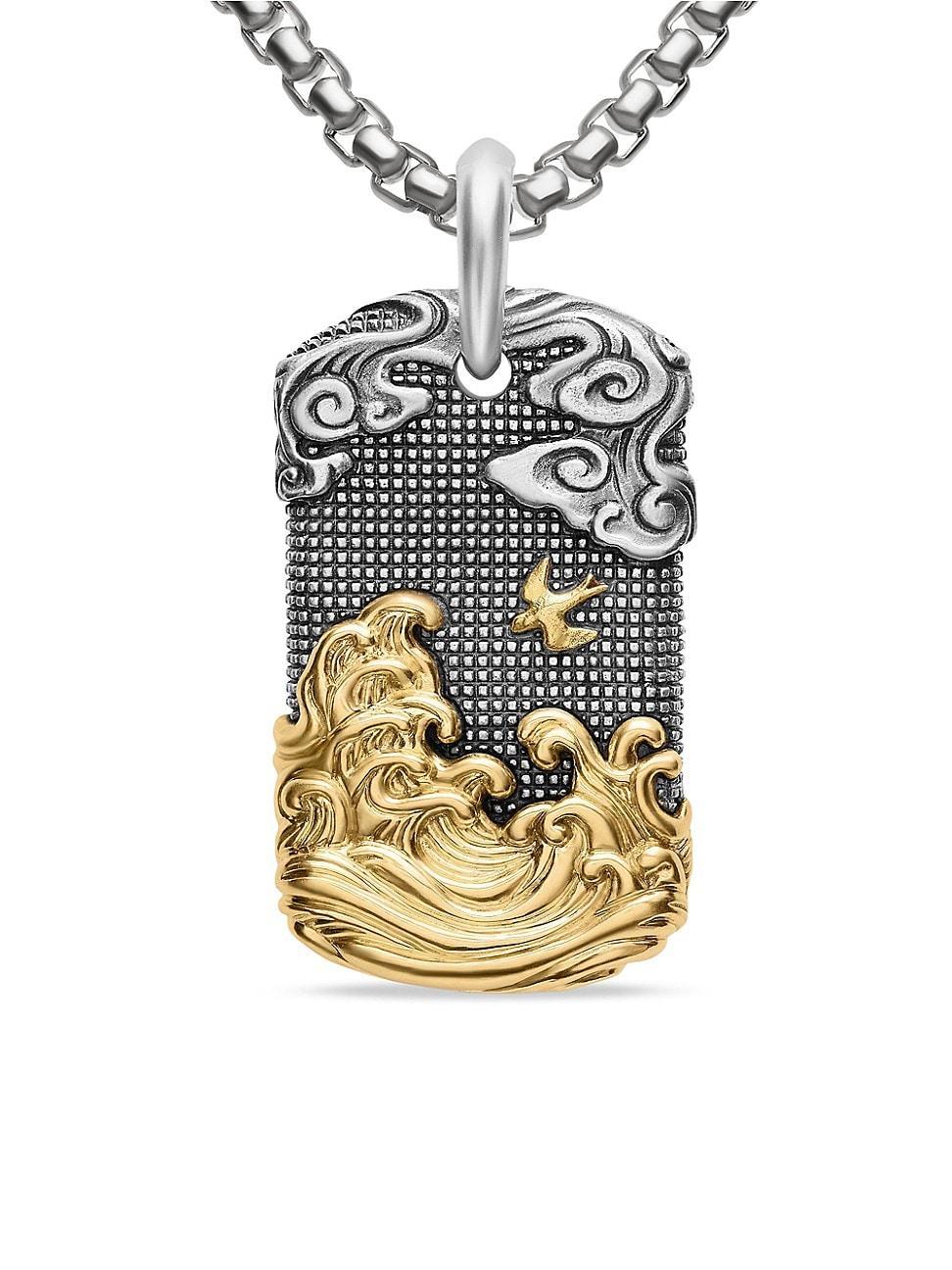 David Yurman Mens Waves Tag in Sterling Silver with 18K Yellow Gold, 42mm Product Image