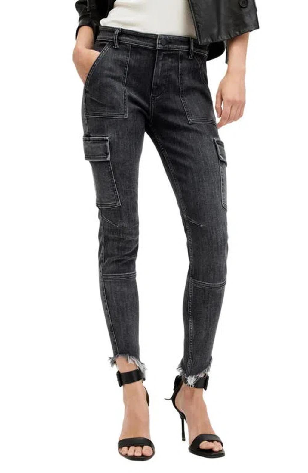 Duran Raw Skinny Jeans In Washed Black Product Image