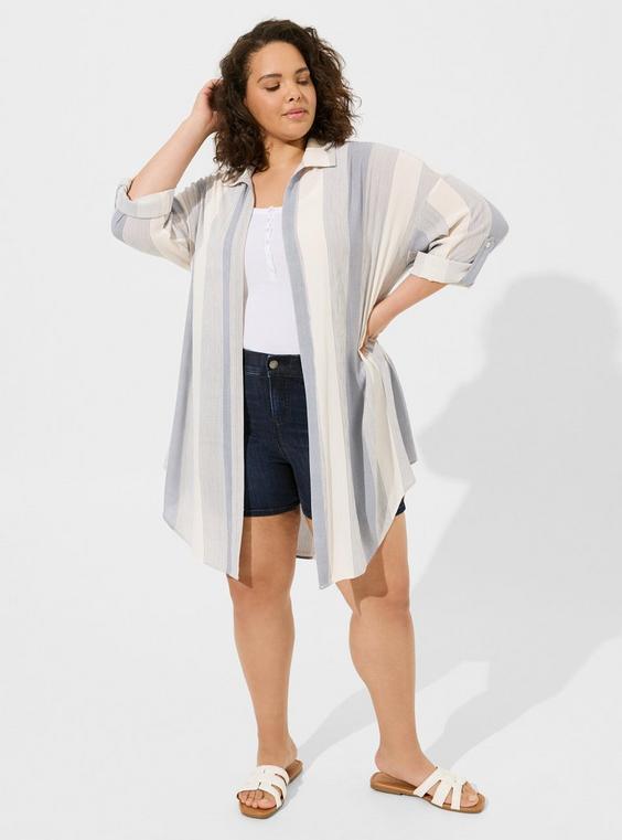 Washable Gauze Open Front Shirt Kimono Product Image