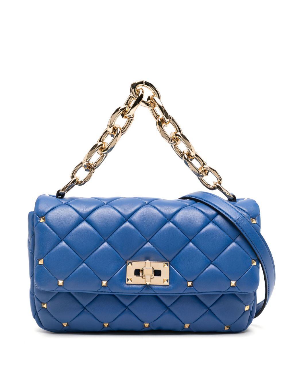 VALENTINO GARAVANI Rockstud Spike Shoulder Bag In Blue Product Image