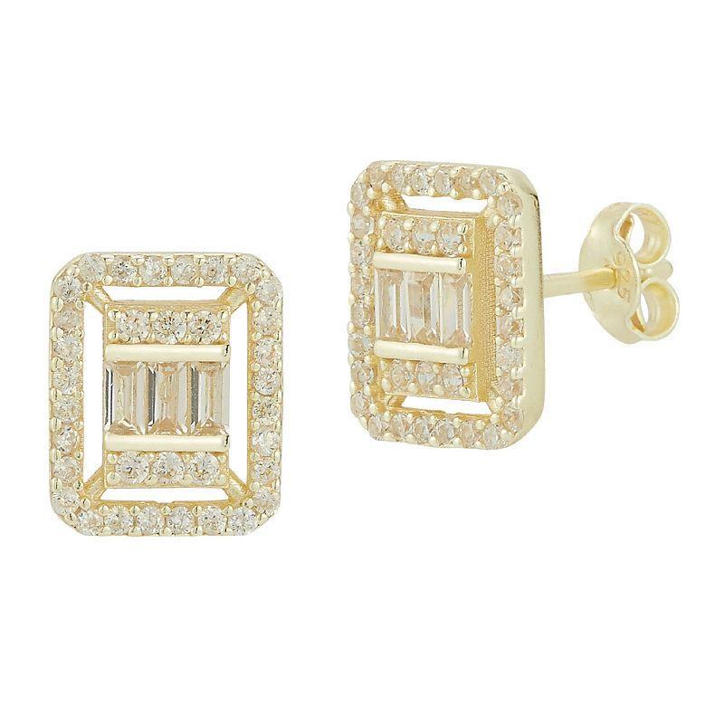 Sunkissed Sterling Cubic Zirconia Cluster Stud Earrings, Womens, Gold Tone Product Image