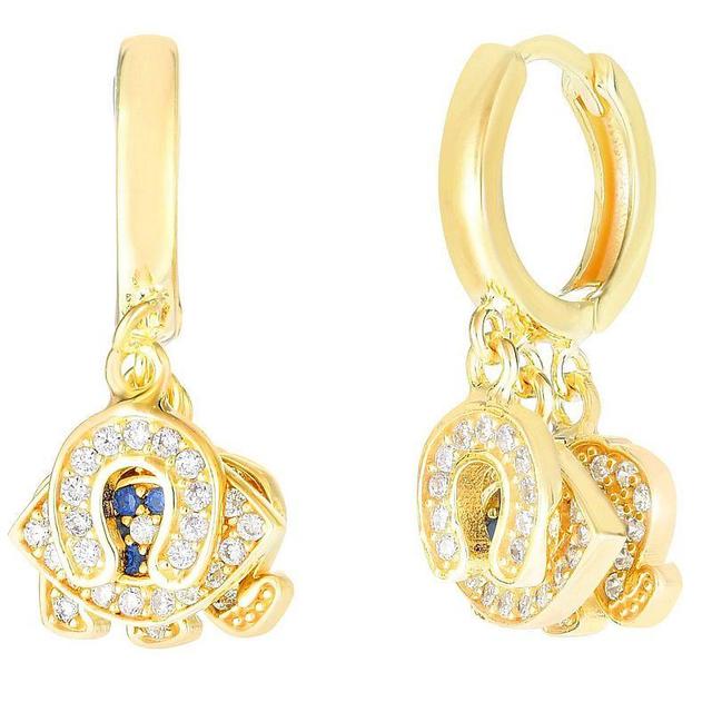 Sunkissed Sterling 14k Gold Over Silver Cubic Zirconia Tri Charm Huggie Hoop Earrings, Womens, Gold Tone Product Image