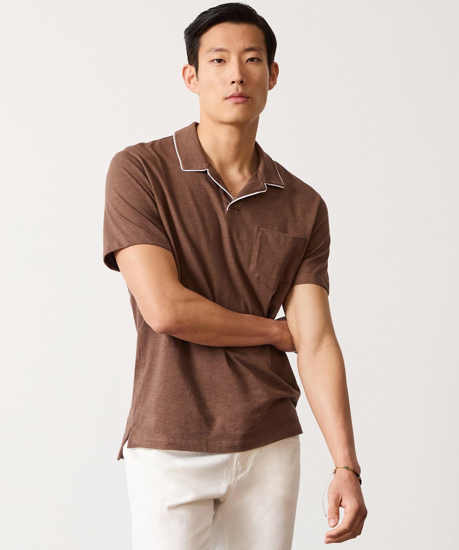 Made in L.A. Tipped Montauk Polo in Hickory Product Image