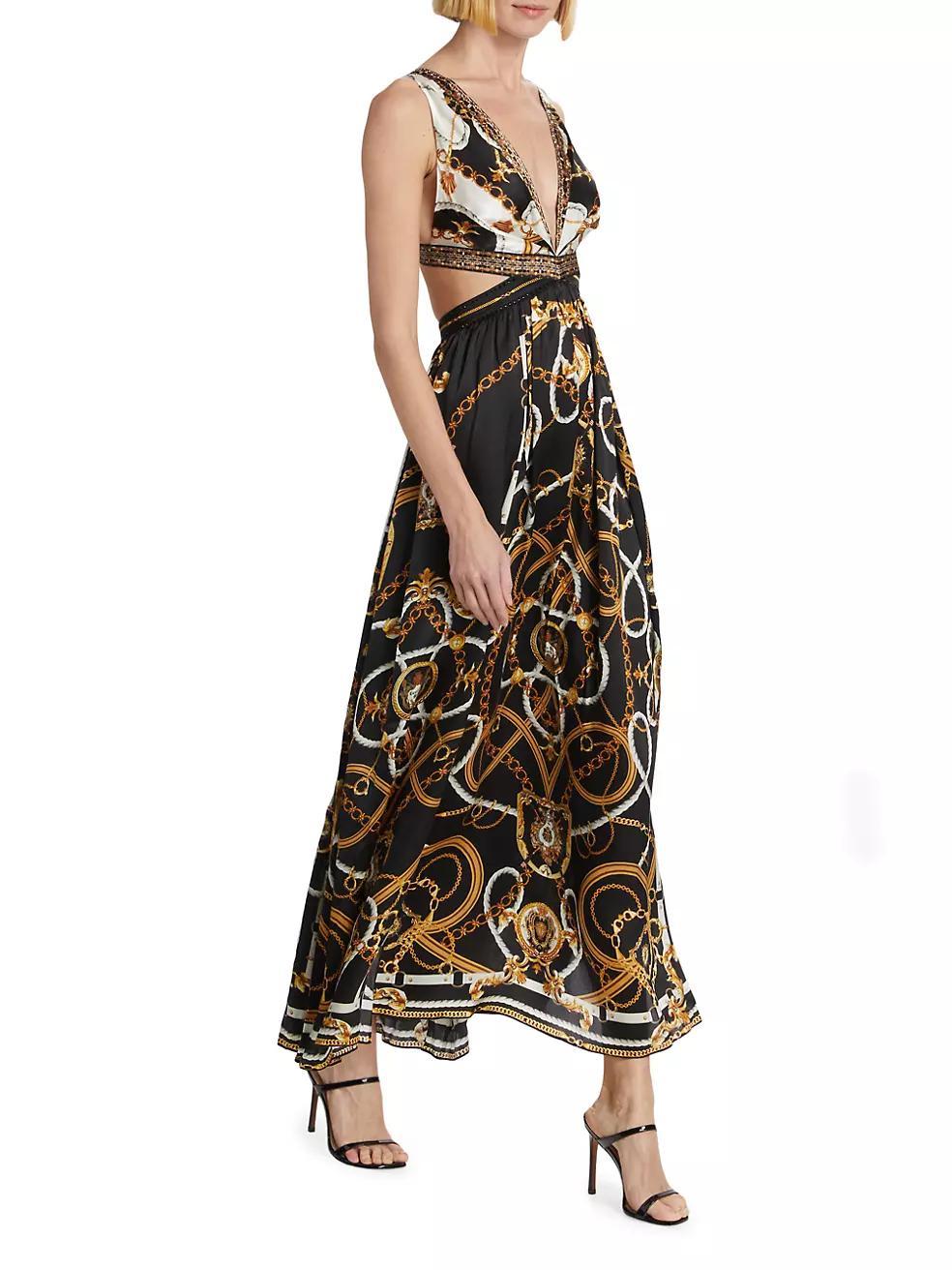 Status Print Silk Cut-Out Maxi Dress Product Image