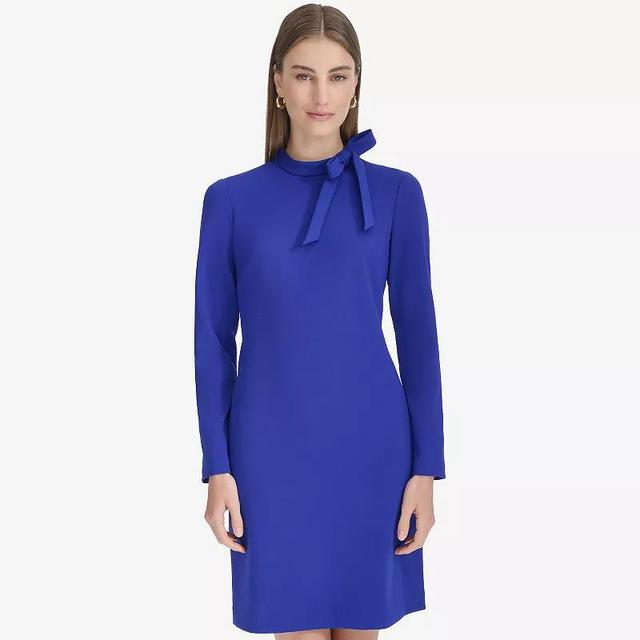 Womens Andrew Marc Long Sleeve Tie Neck Shift Dress Product Image