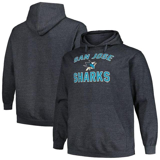 Mens Profile Heather Charcoal San Jose Sharks Big & Tall Arch Over Logo Pullover Hoodie Product Image