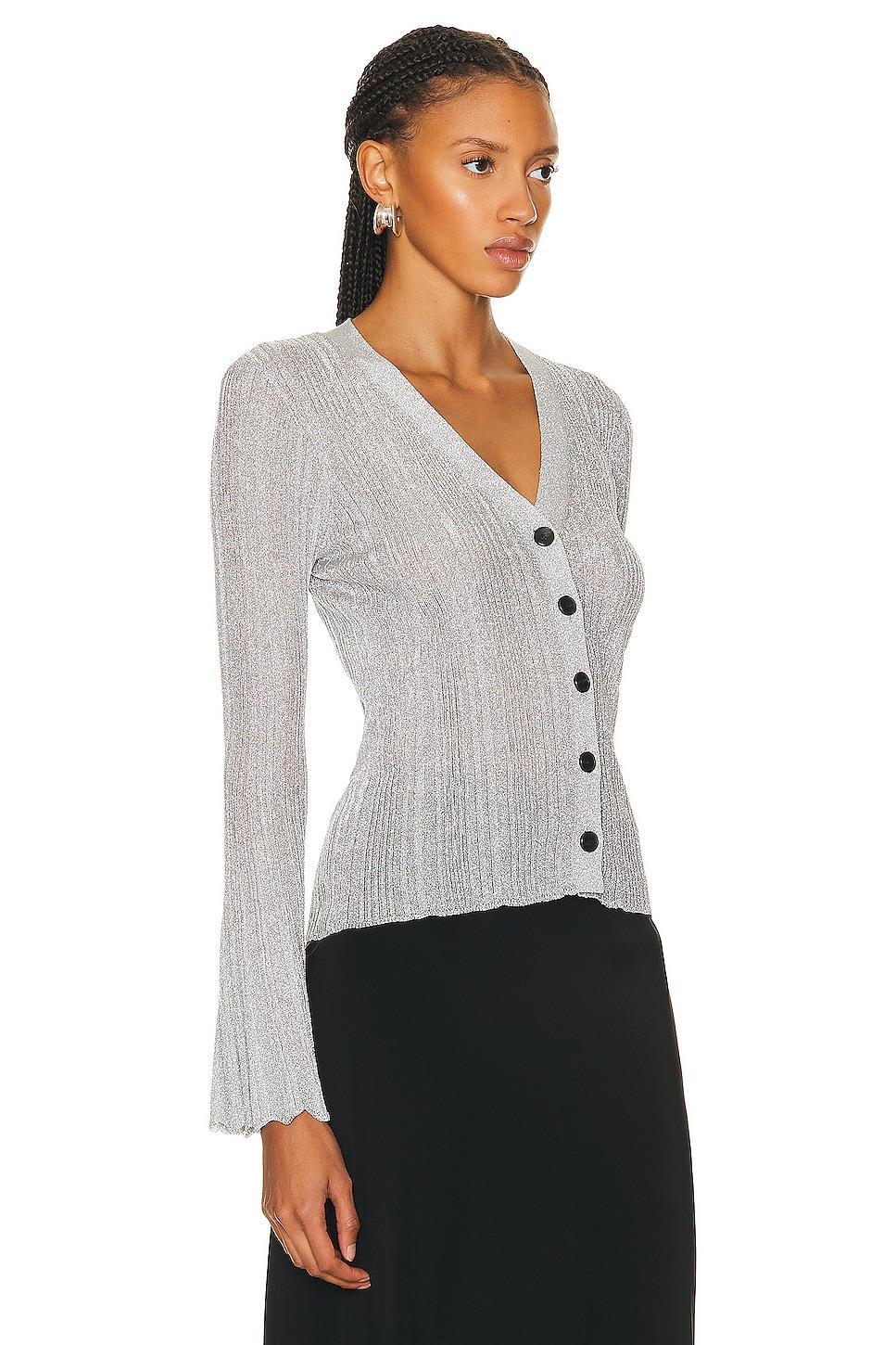 A.L.C. Melanie Cardigan in Mercury - Metallic Silver. Size XS (also in ). Product Image