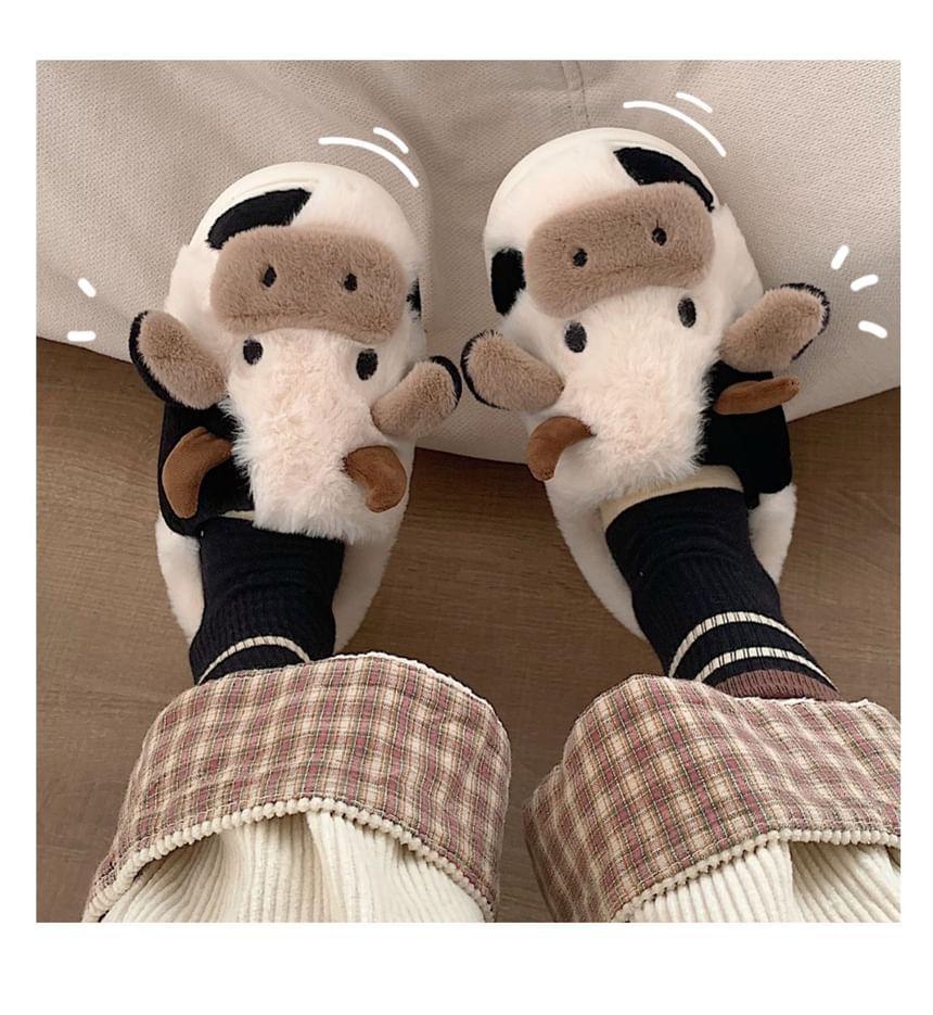 Cow Fleece Slippers Product Image