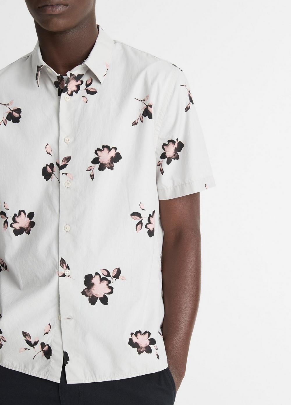 Mens Cascading Floral Short-Sleeve Shirt, Dove Grey/pink Haze, Size M Vince Product Image