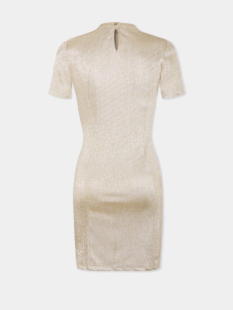 Gold Drapé pression mini dress in jersey Product Image