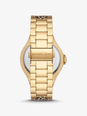 Michael Kors Lennox Three-Hand Faceted Cheetah Print Bracelet Watch Product Image