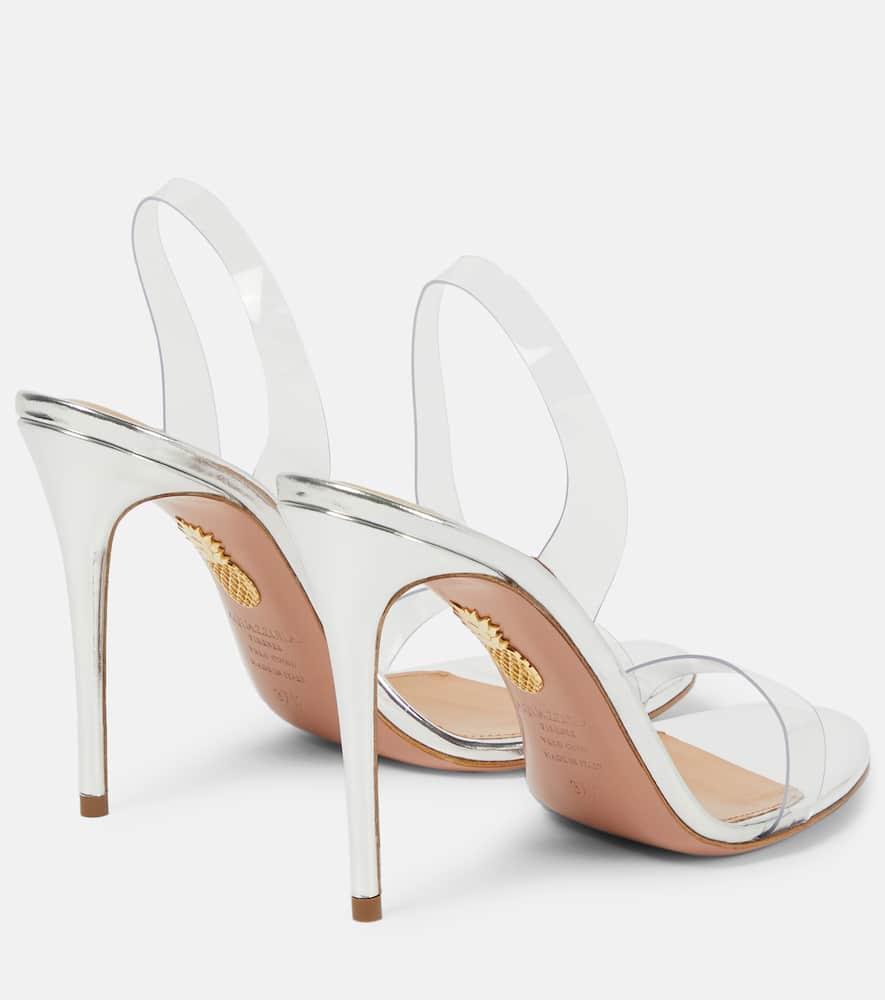 AQUAZZURA So Nude 105 Pvc Slingback Sandals In Silver Product Image