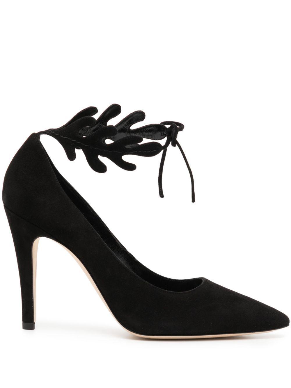 MANOLO BLAHNIK Suede Ankle-cuff Stiletto Pumps In Black Product Image