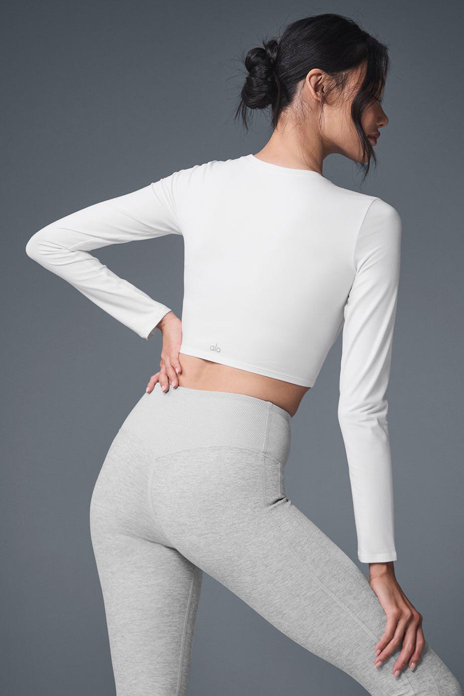 Alosoft Crop Finesse Long Sleeve - White Product Image