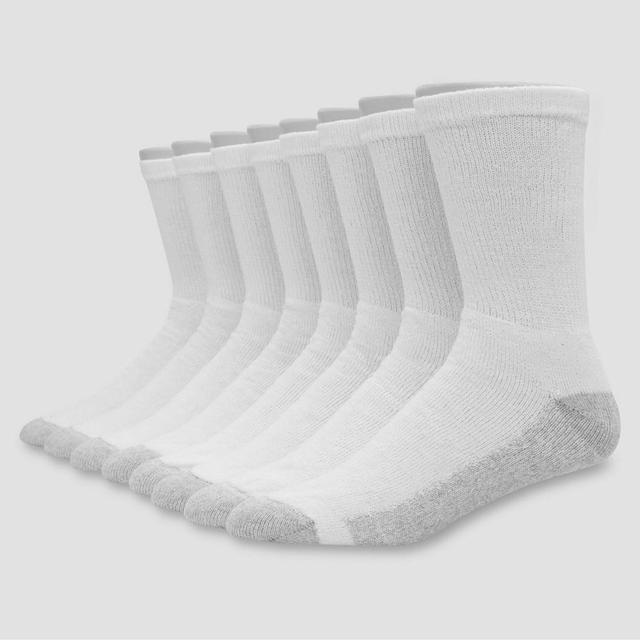 Men's Hanes 8pk Crew Socks With FreshIQ - White 6-12 Product Image