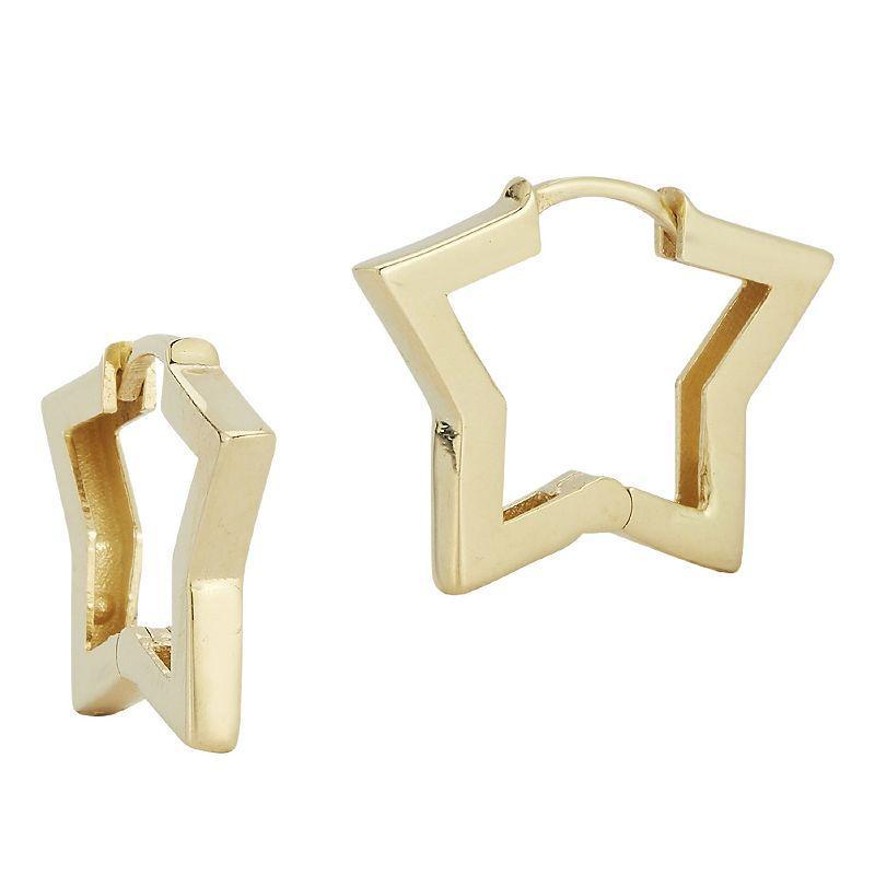 LUMINOR GOLD 14k Gold Star Huggie Hoop Earrings, Womens Product Image