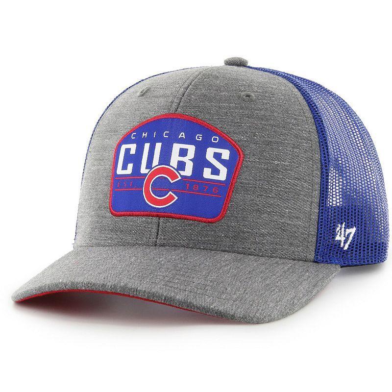 Mens 47 Charcoal Chicago Cubs Slate Trucker Snapback Hat Product Image