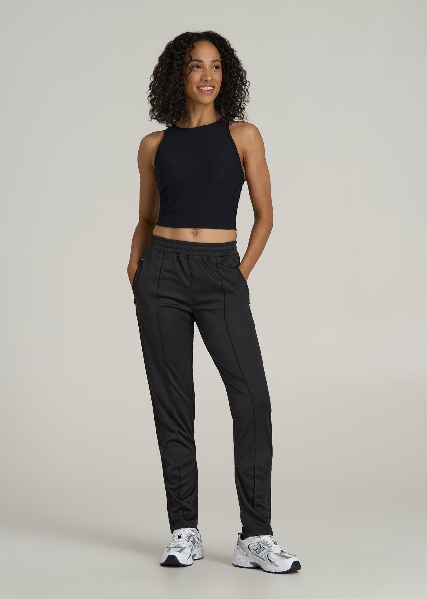 Athletic Stripe Pants for Tall Women in Black And Black Female Product Image