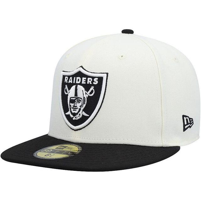 Mens New Era Cream/Black Las Vegas Raiders Chrome Collection 59FIFTY Fitted Hat Product Image