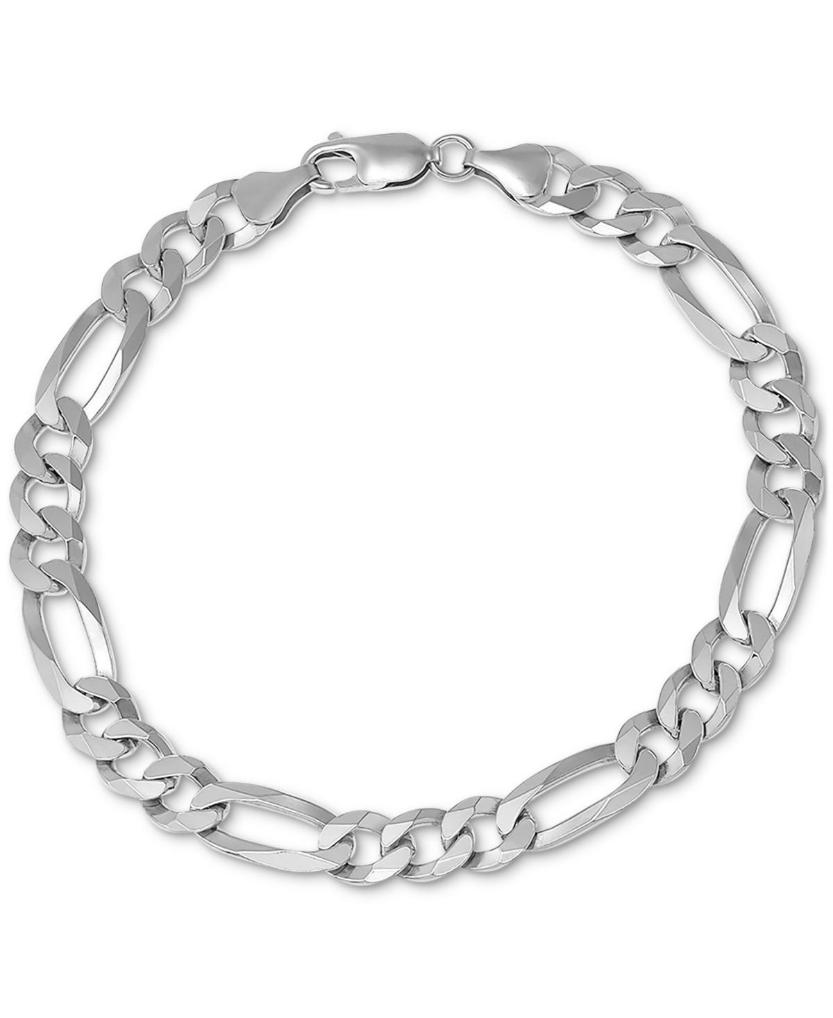 Mens Figaro Link Chain Bracelet in 18k Gold-Plated Sterling Silver or Sterling Silver Product Image