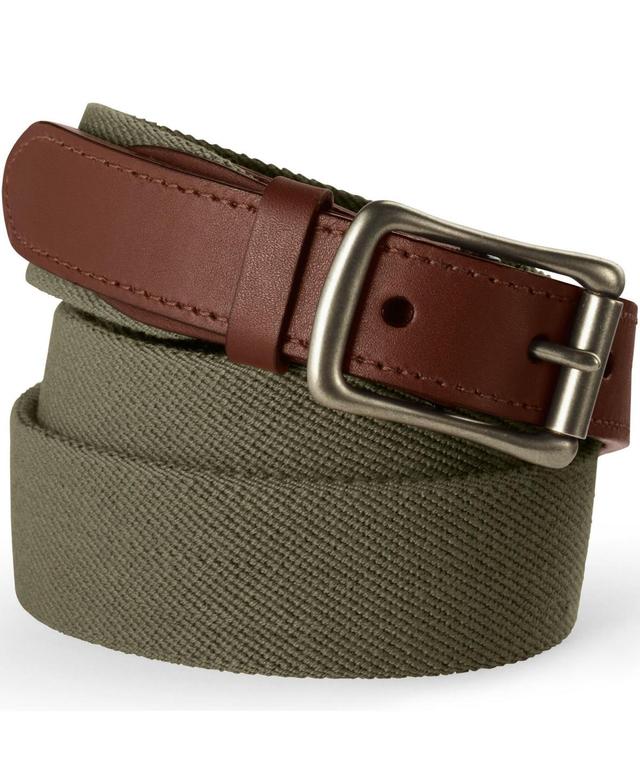 Big & Tall Lands End Elastic Surcingle Leather Trim Belt Green Moss Product Image