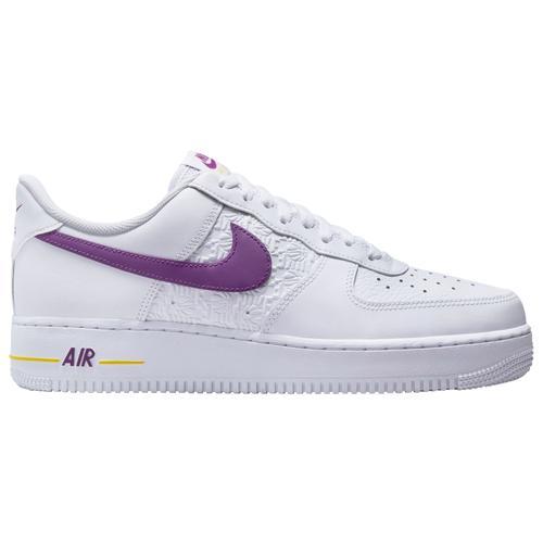 Nike Mens Nike Air Force 1 07 FLC - Mens Shoes White/Bold Berry/Speed Yellow Product Image