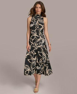 Women's Floral-Print Mock-Neck Midi Dress Product Image