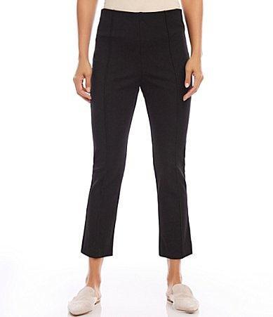 Karen Kane Petite Size Pintuck Knit Cropped Pull-On Straight Leg Pants Product Image