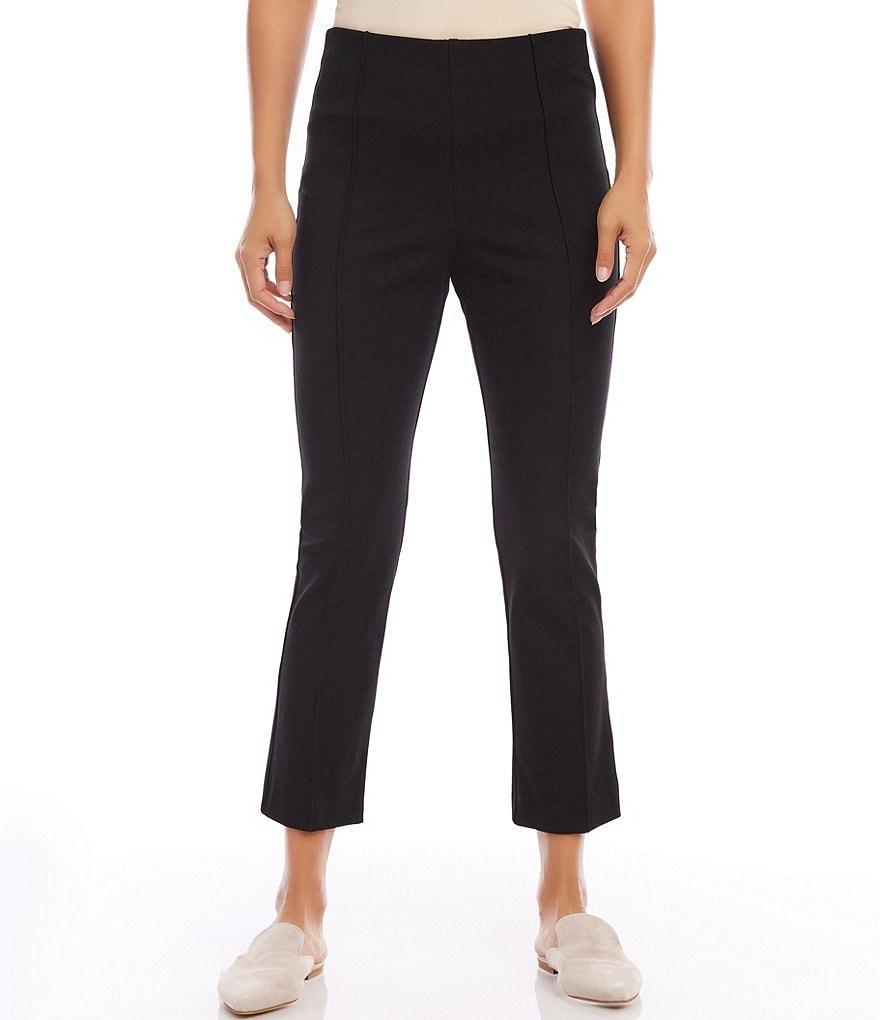 Karen Kane Petite Size Pintuck Knit Cropped Pull-On Straight Leg Pants Product Image