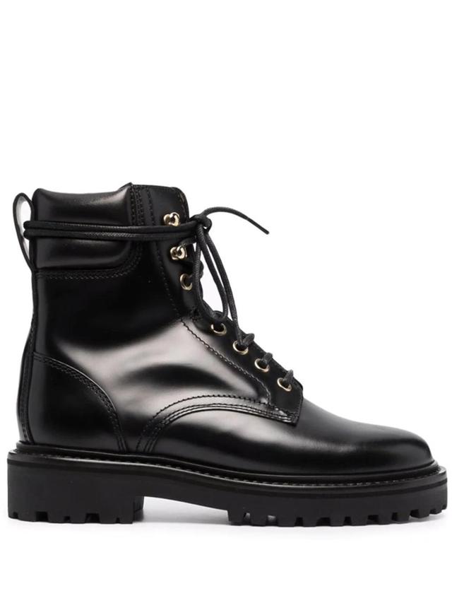 Campa Combat Boots In Black Leather In Nero Product Image