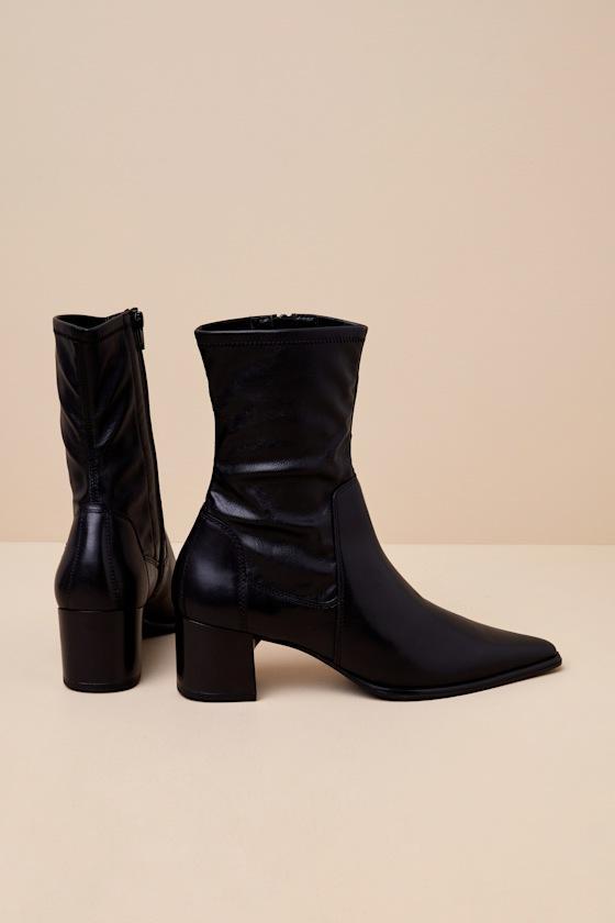 Giselle Black Leather Pointed-Toe Ankle Boots product image