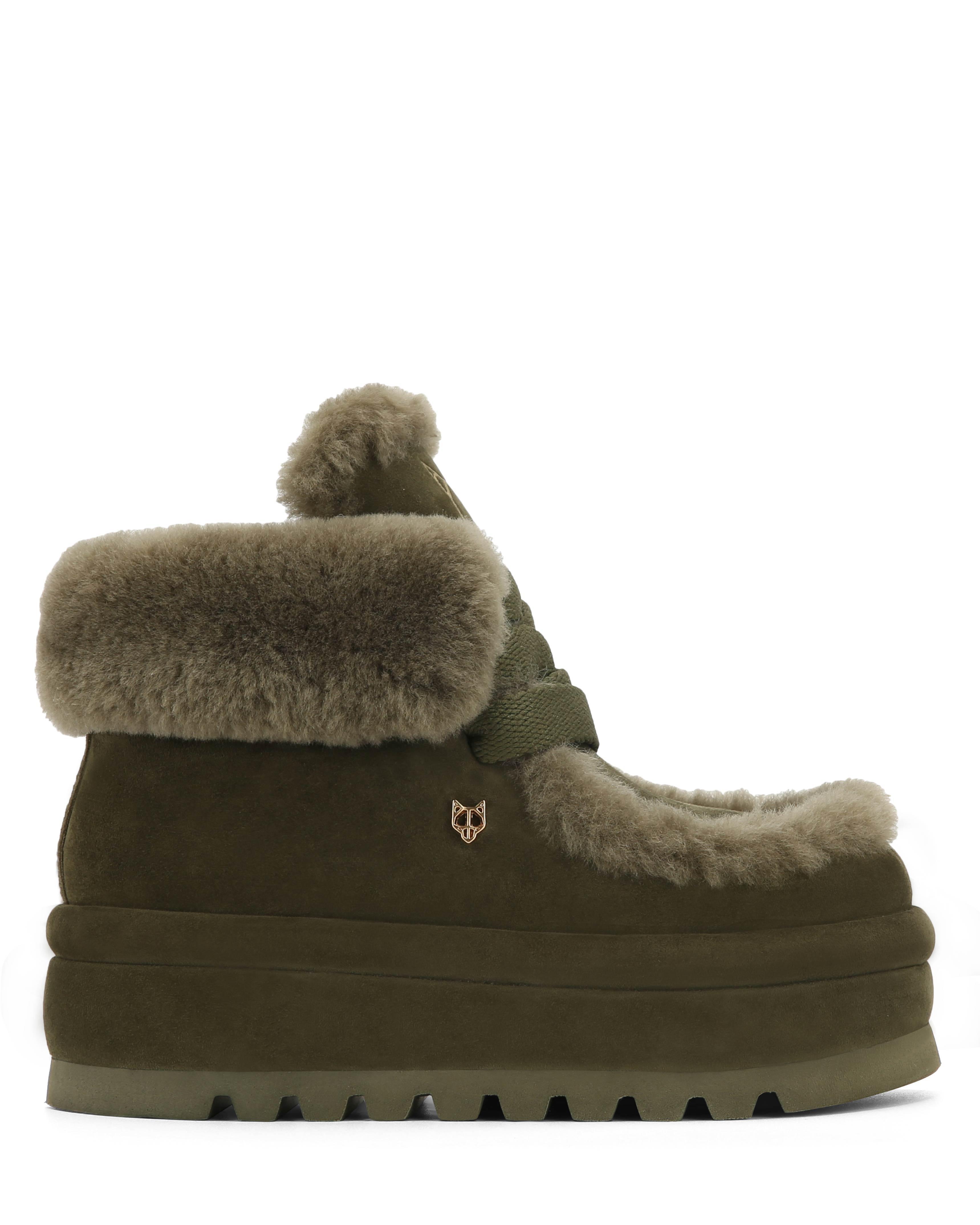 Bambi Dark Olive Suede/Shearling Product Image