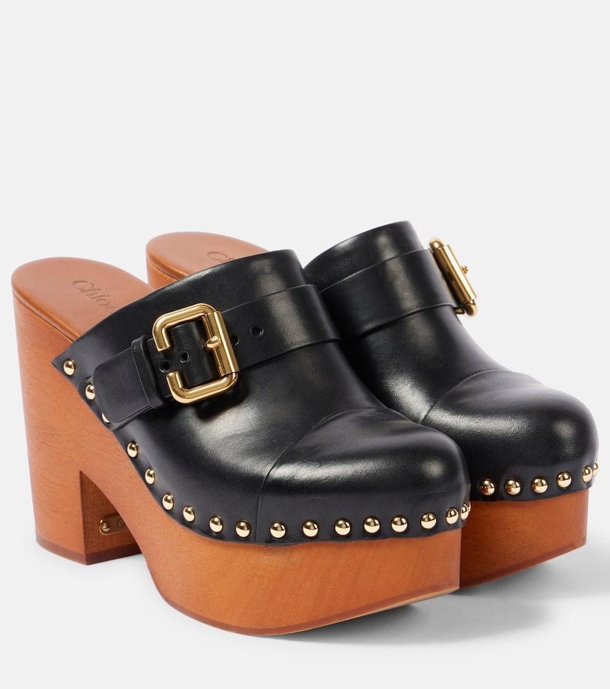 Jeanette Studded Platform Clogs In Black Product Image