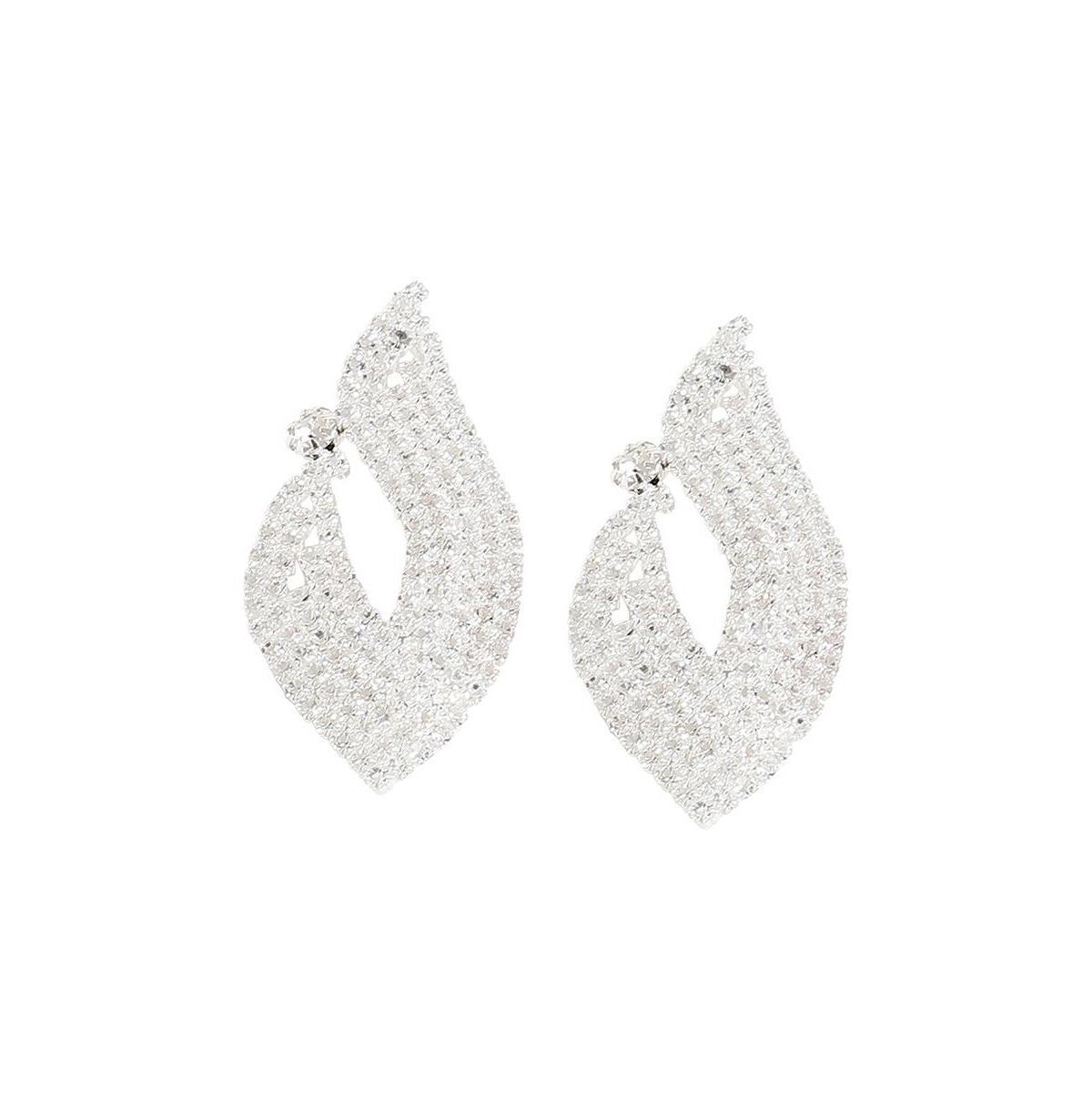 Sohi Womens Silver Bling Rhombus Drop Earrings Product Image